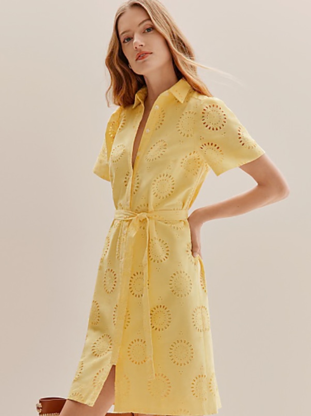 Ann Taylor yellow eyelet shirt dress